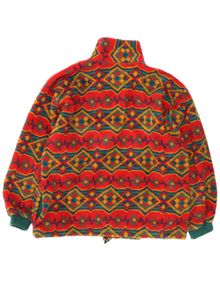 Jachetă din lână supradimensionată vintage pentru femei UK 18 XL roșu geometric