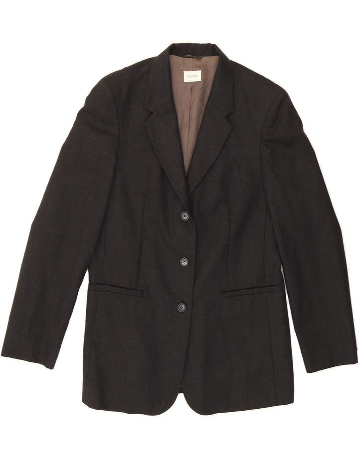 BENETTON Womens 3 Button Blazer Jacket IT 42 Medium Grey Virgin Wool Vintage Benetton and Second-Hand Benetton from Messina Hembry 