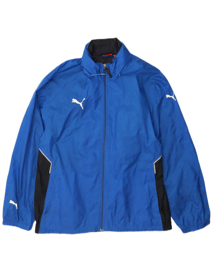 Jachetă de ploaie cu glugă Puma pentru bărbați UK 38, albastru mediu, nailon color bloc