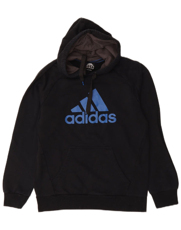 Adidas Mens Graphic Hoodie Jumper Medium Black Cotton