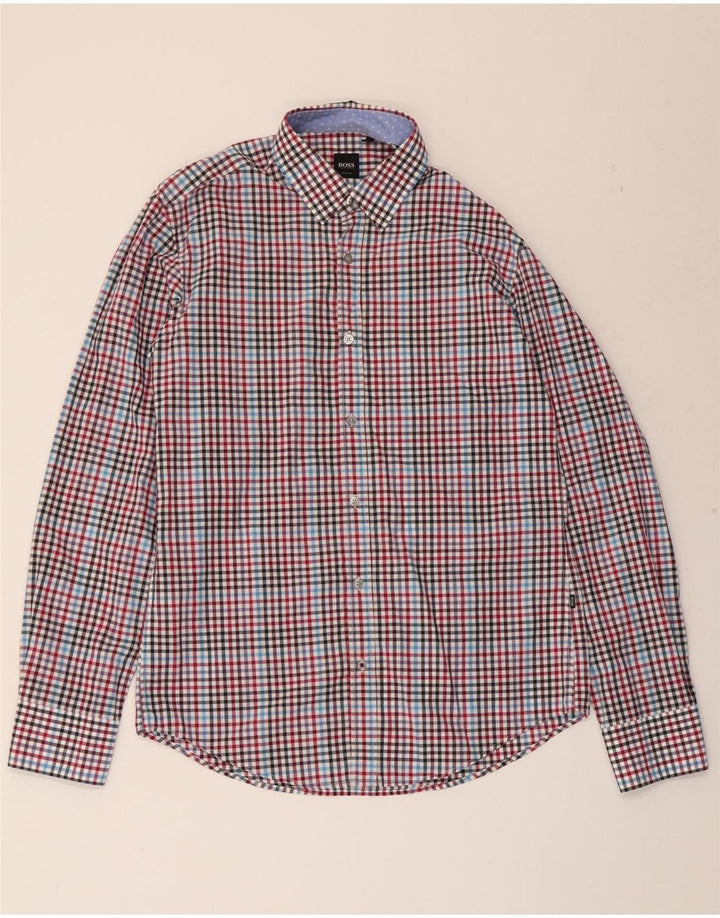 Cămașă pentru bărbați HUGO BOSS Slim Fit, bumbac vichy multicolor mediu