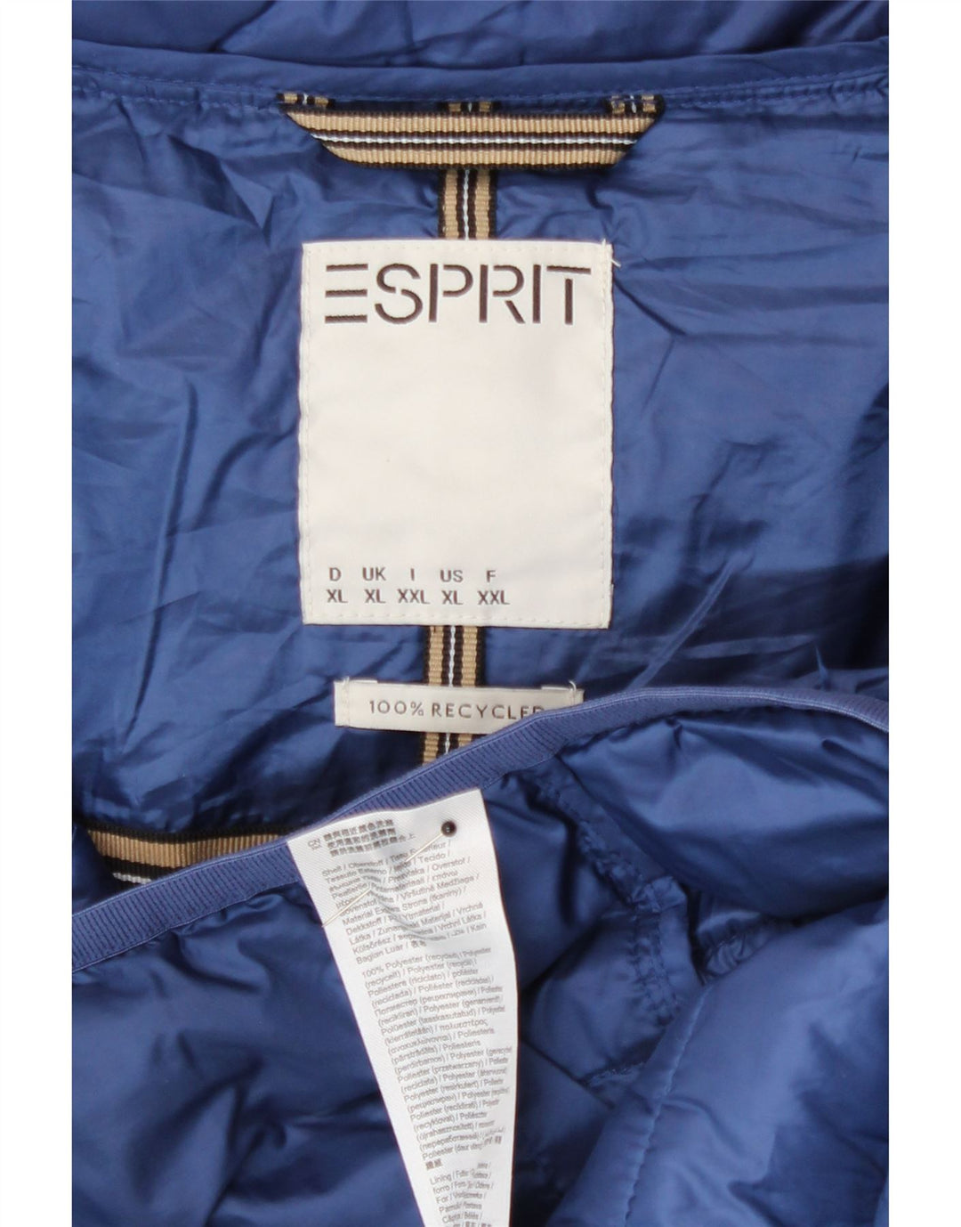 Jachetă căptușită cu glugă pentru femei Esprit UK 18 XL, poliester albastru
