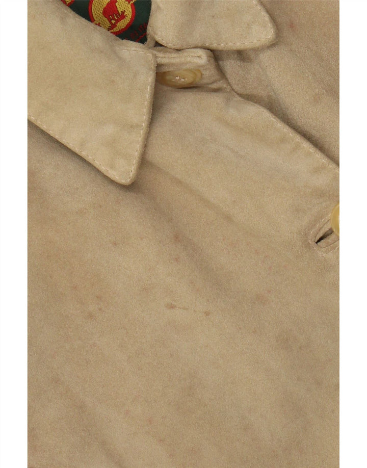 Jacheta de piele intoarsa de dama vintage IT 46 mare din piele bej