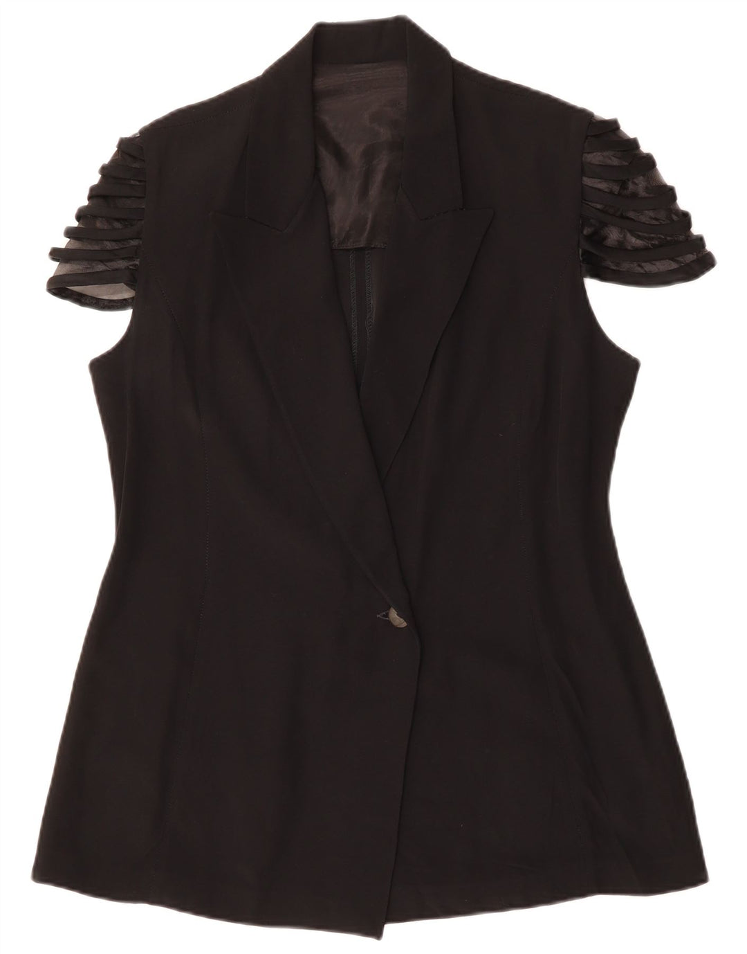 Jachetă vintage pentru femei cu mânecă scurtă, cu 1 nasture, IT 48 XL Acetat negru