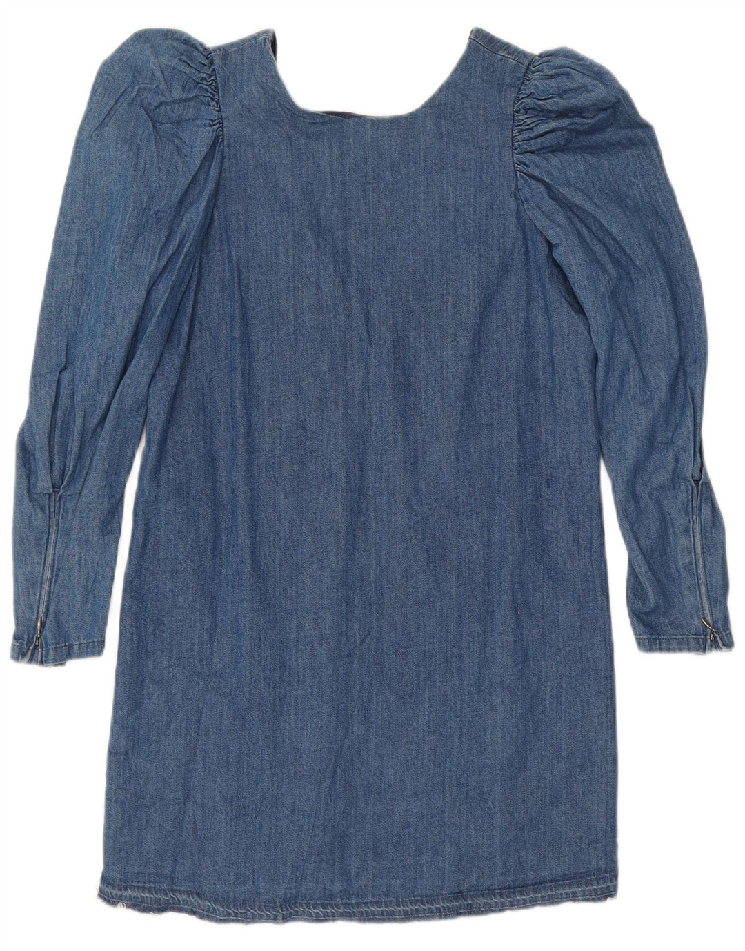 Rochie vintage de denim cu mâneci lungi pentru femei UK 12 Medium Blue