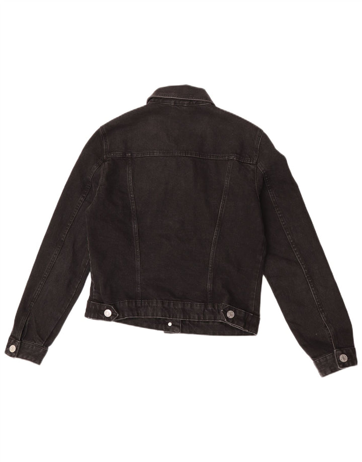 Jachetă de denim scurtă pentru femei Zara UK 12 Medium Black