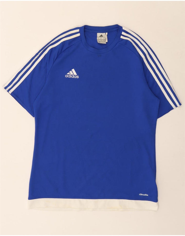 Tricou Adidas Climalite pentru bărbați Top Mediu Albastru Poliester Colorblock