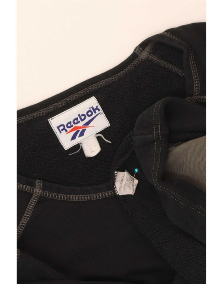 Hanorac grafic pentru bărbați Reebok Jumper mare, negru, bumbac color bloc