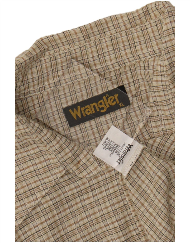 Cămașă cu mânecă scurtă pentru bărbați Wrangler XL, bumbac cu carouri bej