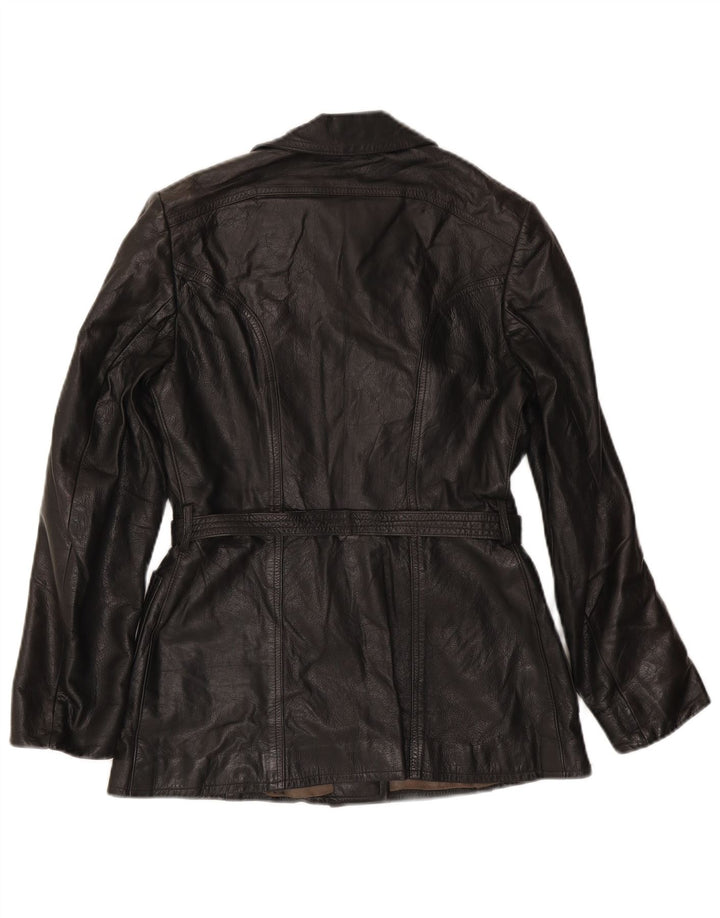 Jachetă de piele vintage pentru femei UK 10 Small Black