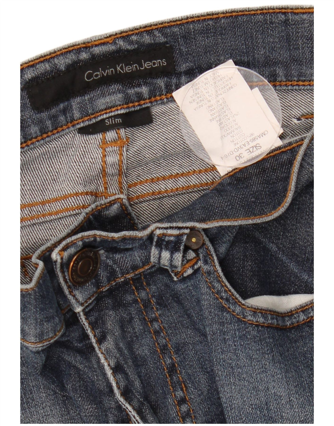 Blugi slim pentru femei CALVIN KLEIN L30 L28 bumbac bleumarin