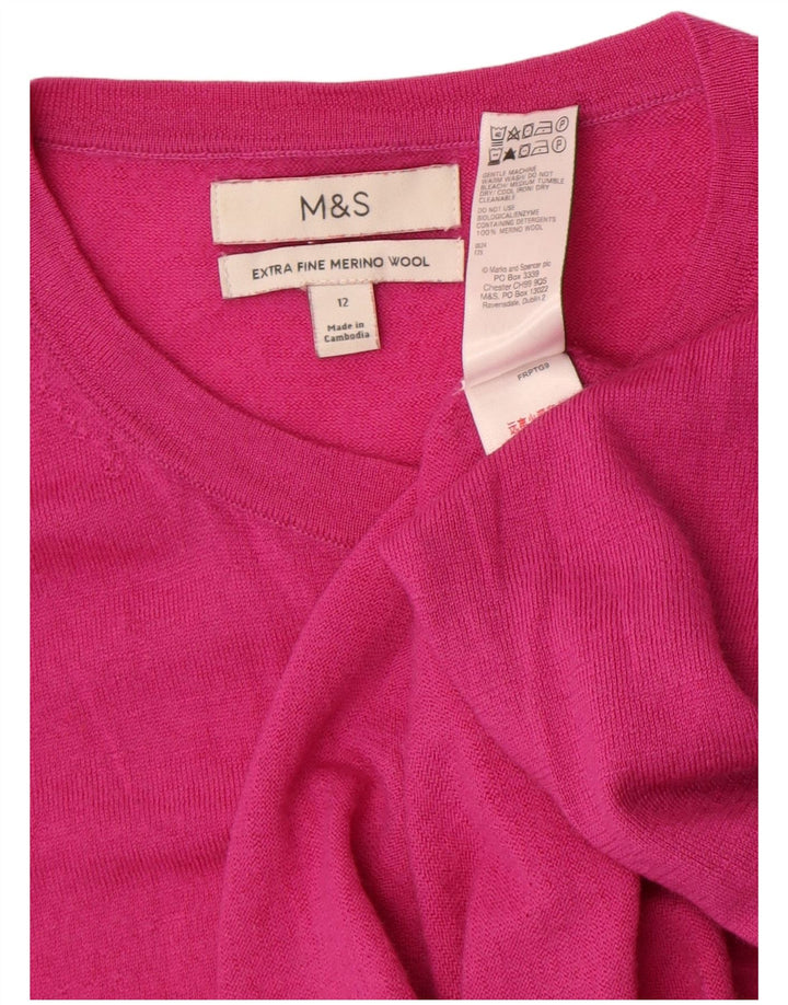 Pulover cardigan pentru femei Marks & Spencer UK 12 Lână merinos roz mediu