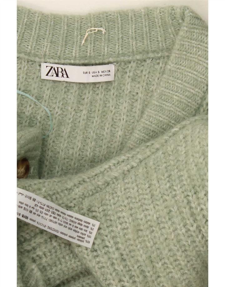 Pulover cardigan supradimensionat pentru femei Zara UK 10 Poliester cu pături verzi mici