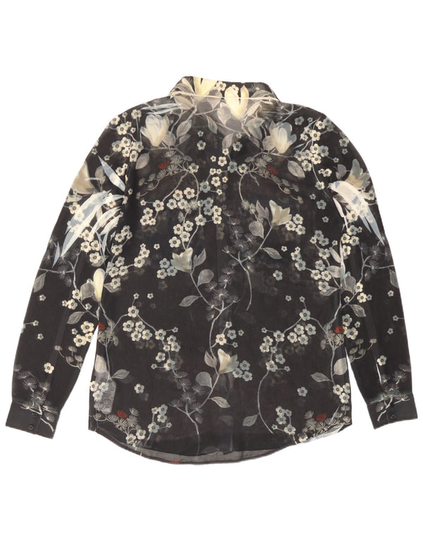 Bluză pentru femei Guess See Through Shirt UK 14 Medium Black Floral Poliester