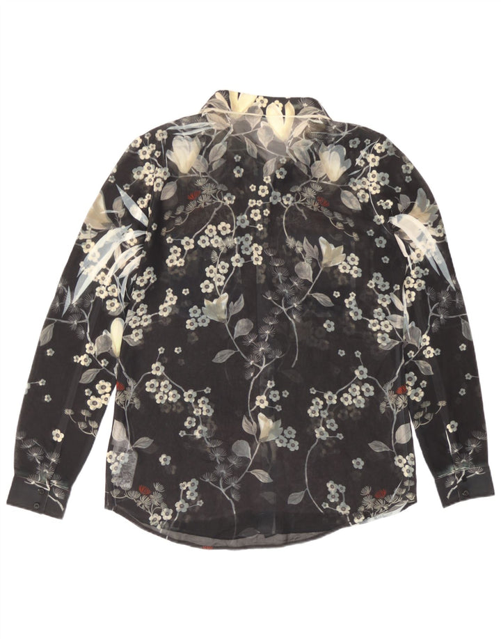 Bluză pentru femei Guess See Through Shirt UK 14 Medium Black Floral Poliester