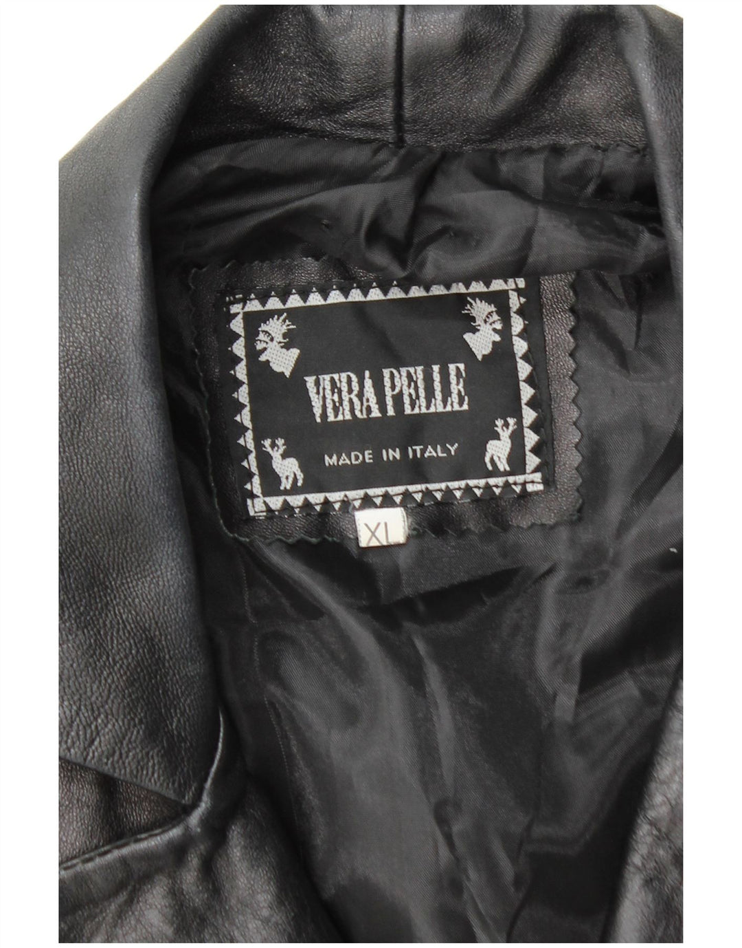 Palton din piele pentru femei VINTAGE UK 18 XL din piele neagră