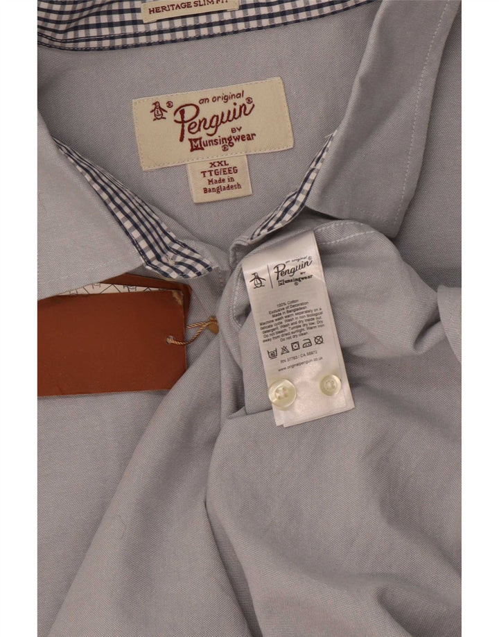 Cămașă pentru bărbați Penguin Heritage Slim Fit 2XL, bumbac albastru