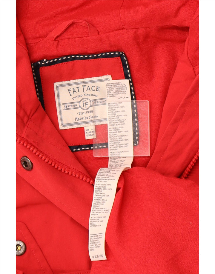 FAT FACE Womens Hooded Windbreaker Jacket UK 14 Large  Red Polyester