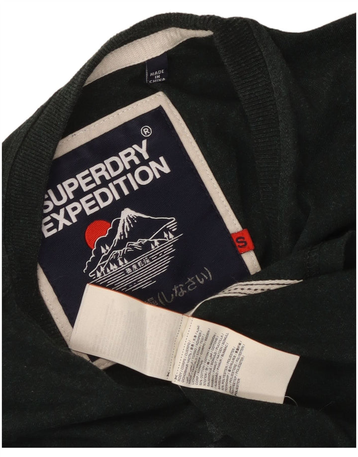 Top grafic pentru bărbați Superdry cu mânecă lungă, bumbac verde mic