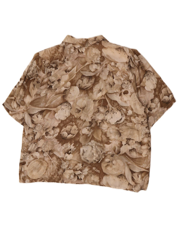 Cămașă vintage cu mânecă scurtă pentru femei UK 18 XL Maro Floral