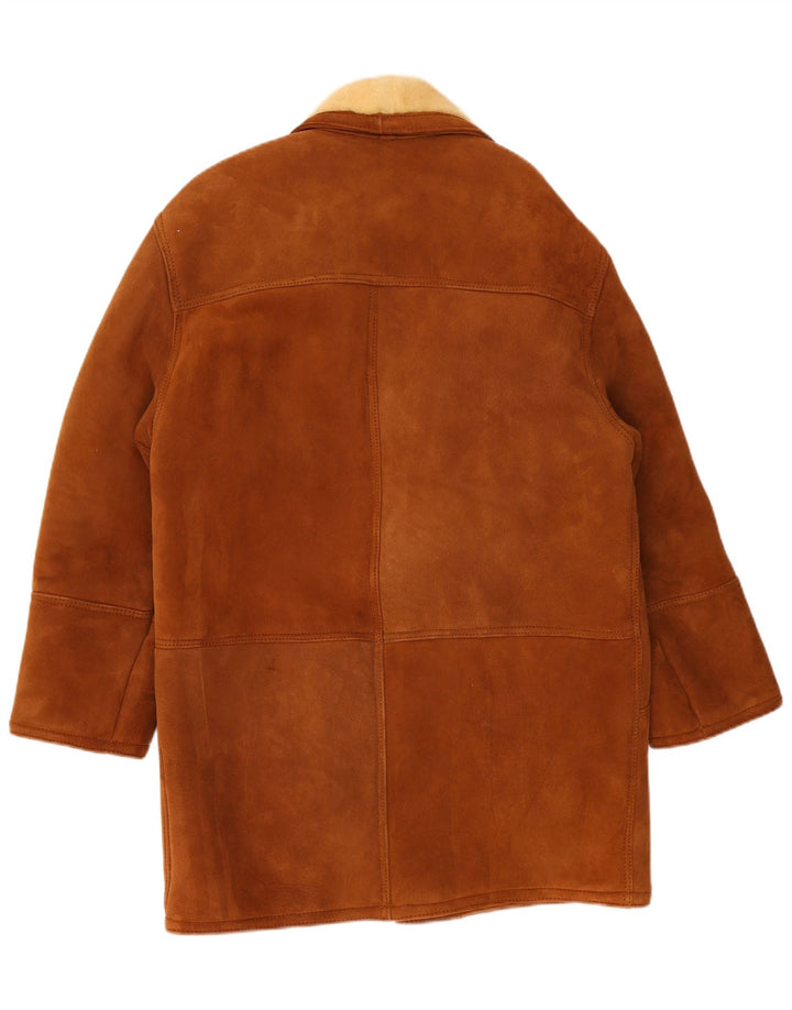 Jachetă din shearling pentru bărbați vintage UK 40 mare, maro, din shearling