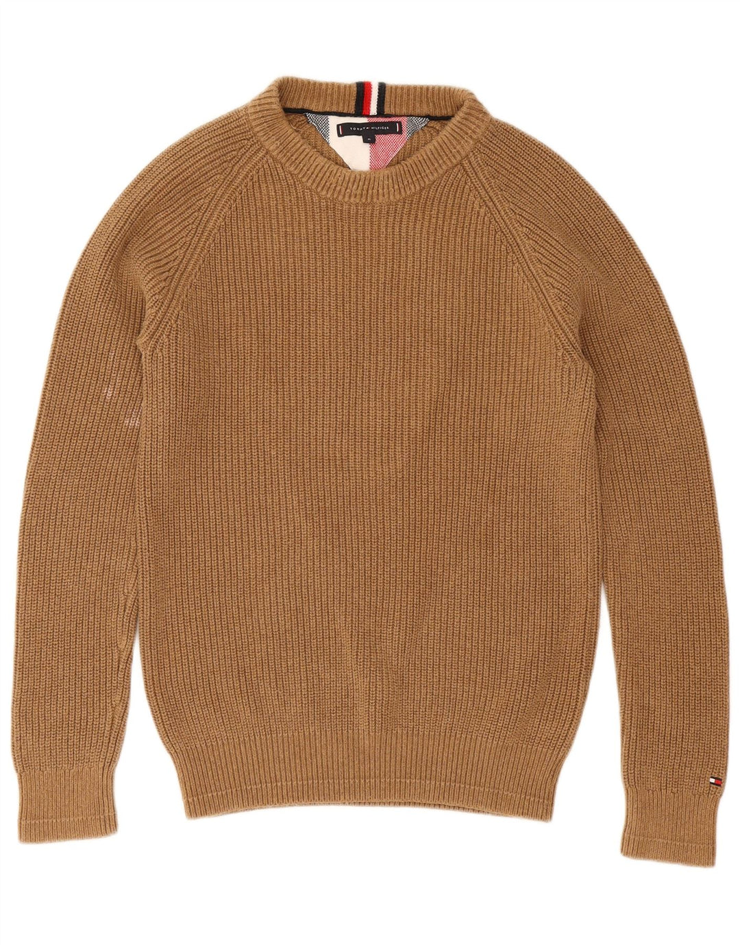 Pulover Tommy Hilfiger pentru bărbați, cu gât de barcă, bumbac maro mediu