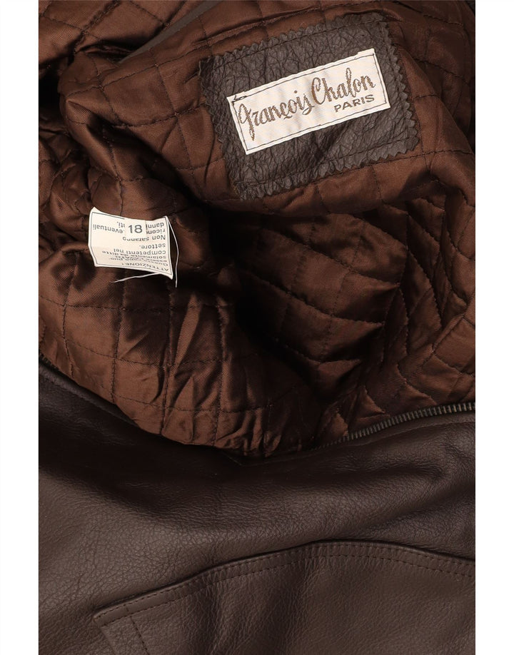 Palton din piele băieți VINTAGE 15-16 ani XL din piele maro