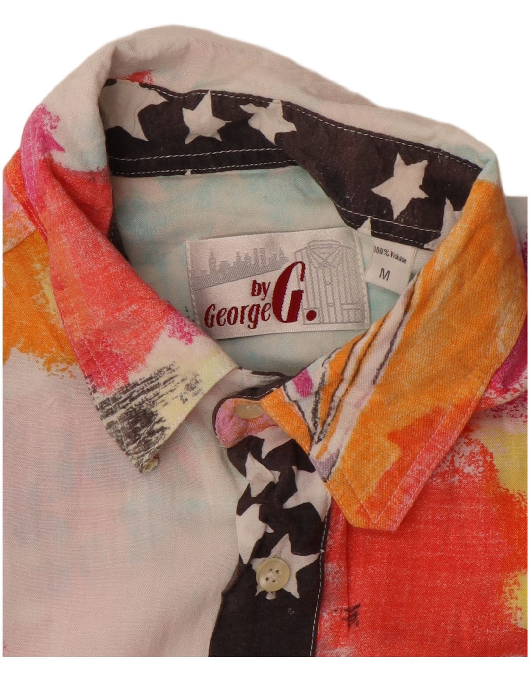 Cămașă cu mânecă scurtă pentru bărbați de epocă cu model abstract, mediu multicolor