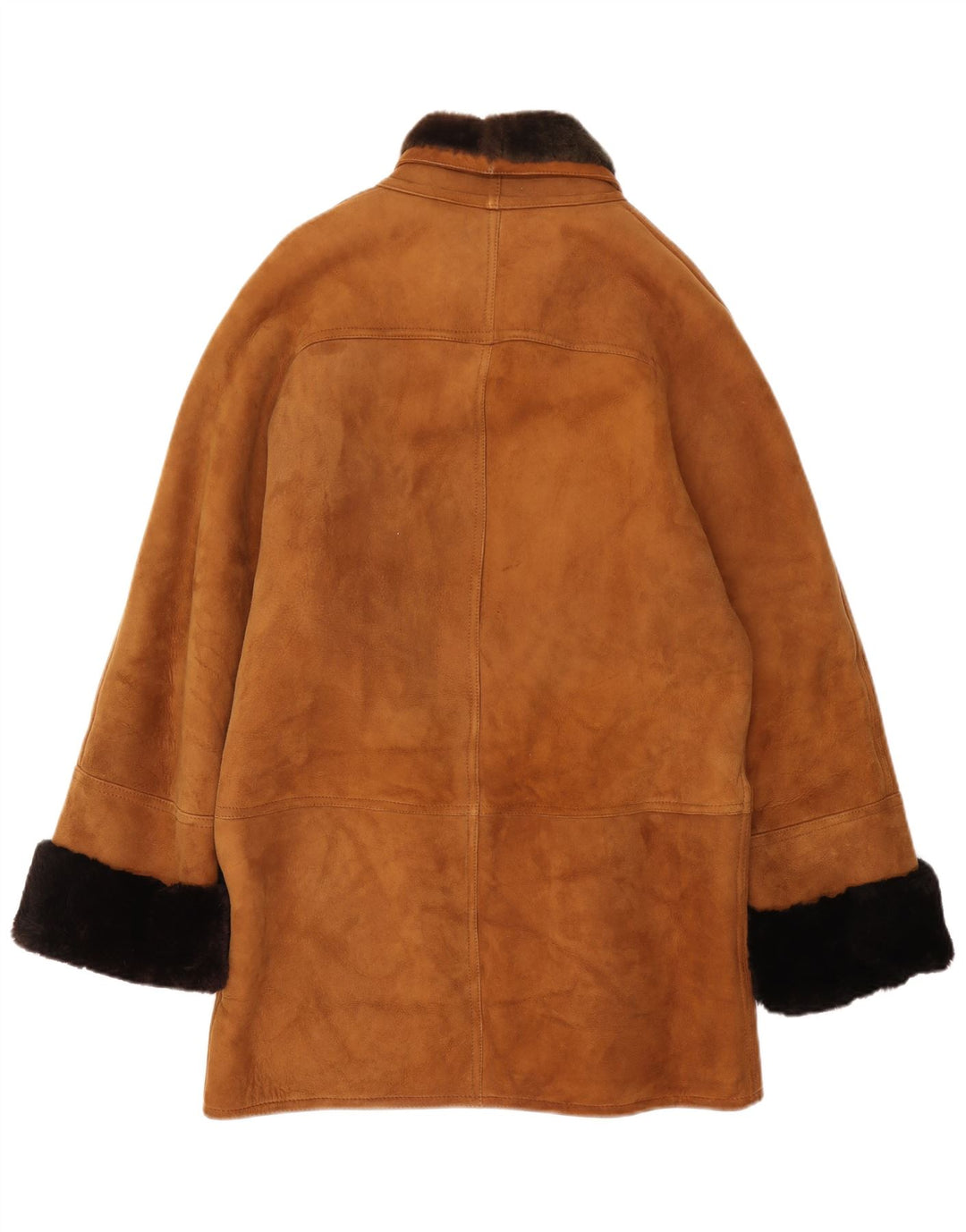 Jachetă din shearling vintage pentru bărbați, cu ajustare largă, IT 46 din piele maro mică