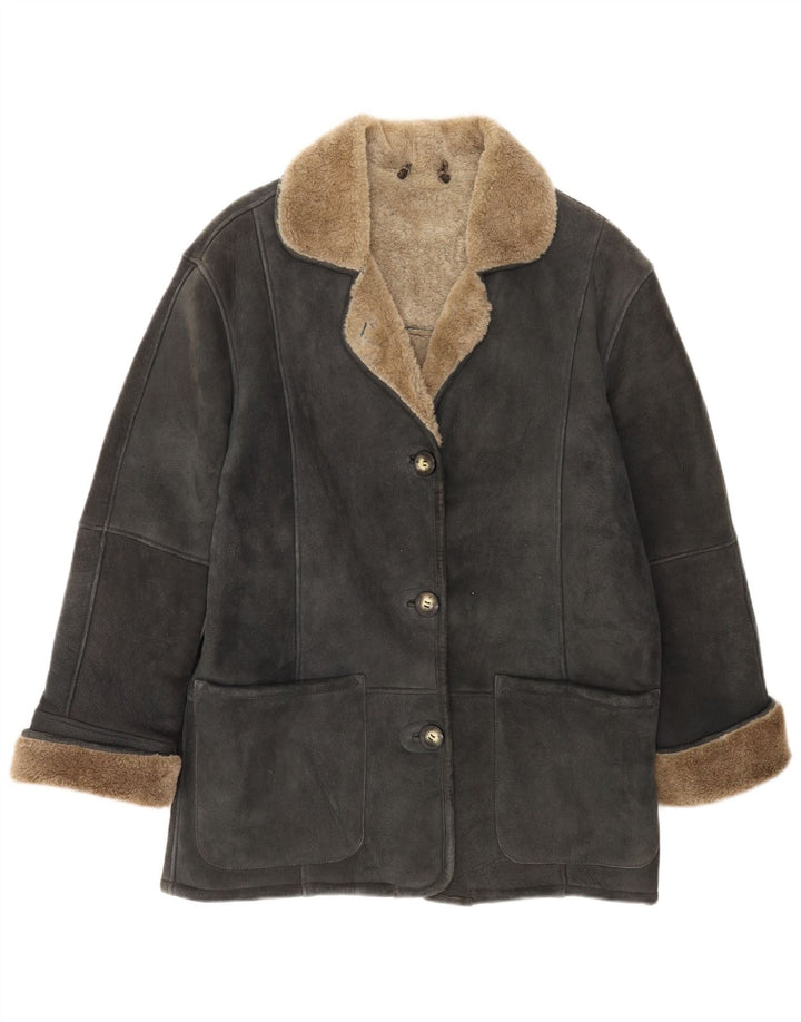 Jachetă din shearling pentru femei Your Sixth Sense UK 18 XL, piele gri
