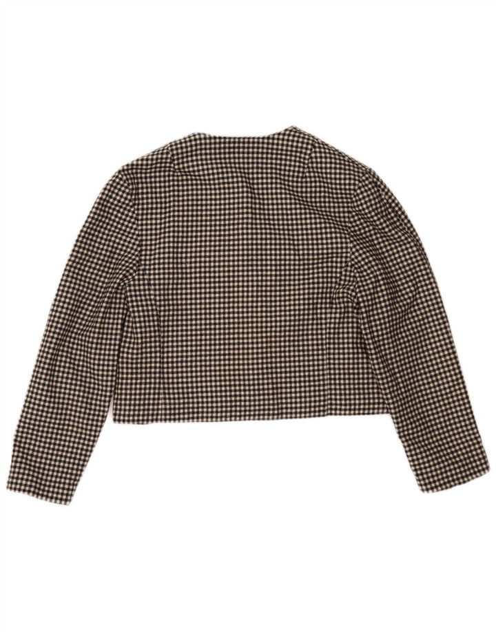 Jachetă Bolero Vintage pentru femei UK 12 Medium Black Houndstooth Lână