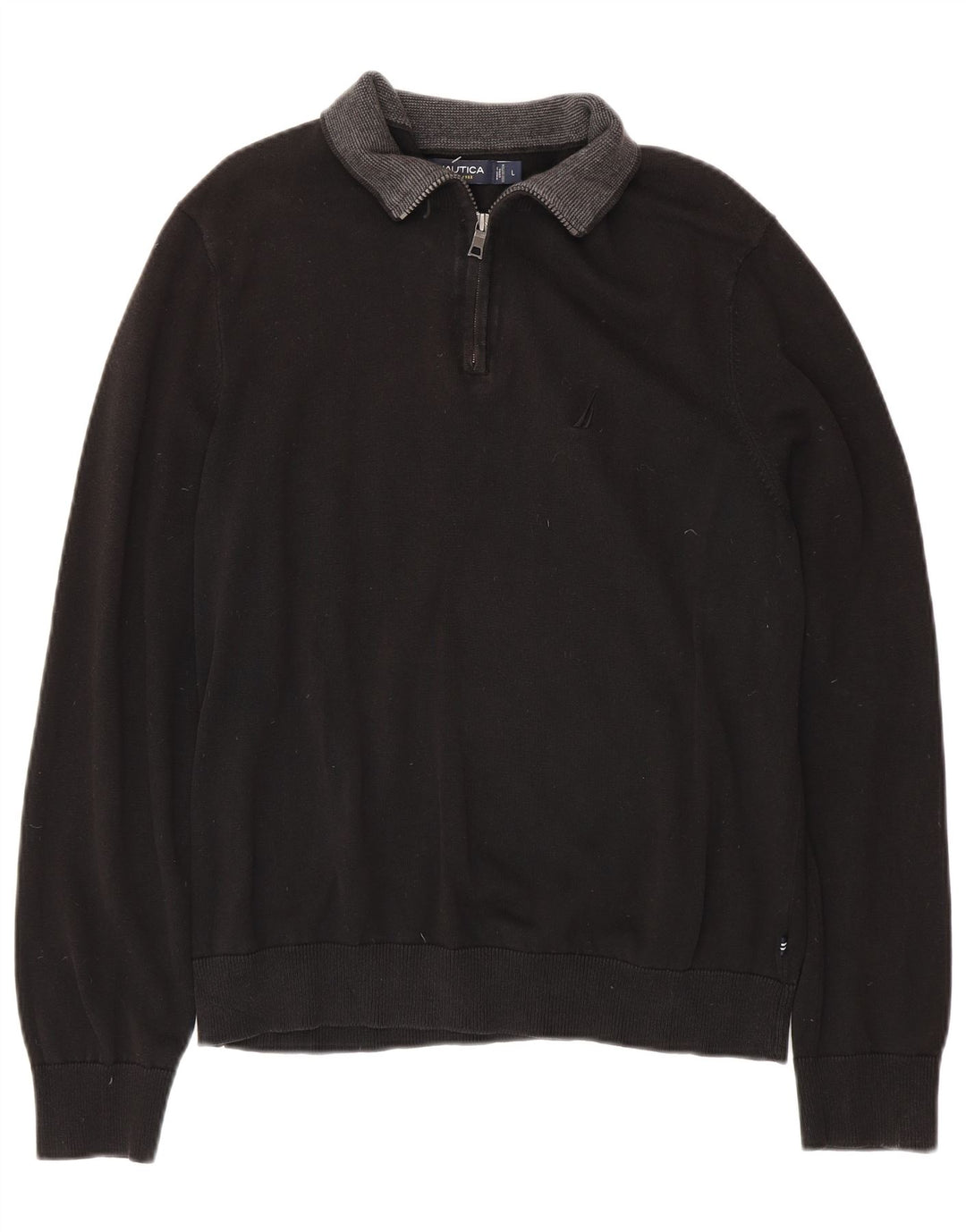 Pulover pentru bărbați NAUTICA, cu fermoar, cu gât, bumbac mare, negru