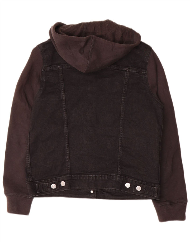 Jachetă de blugi cu glugă Levi's pentru femei UK 14, bumbac mediu negru