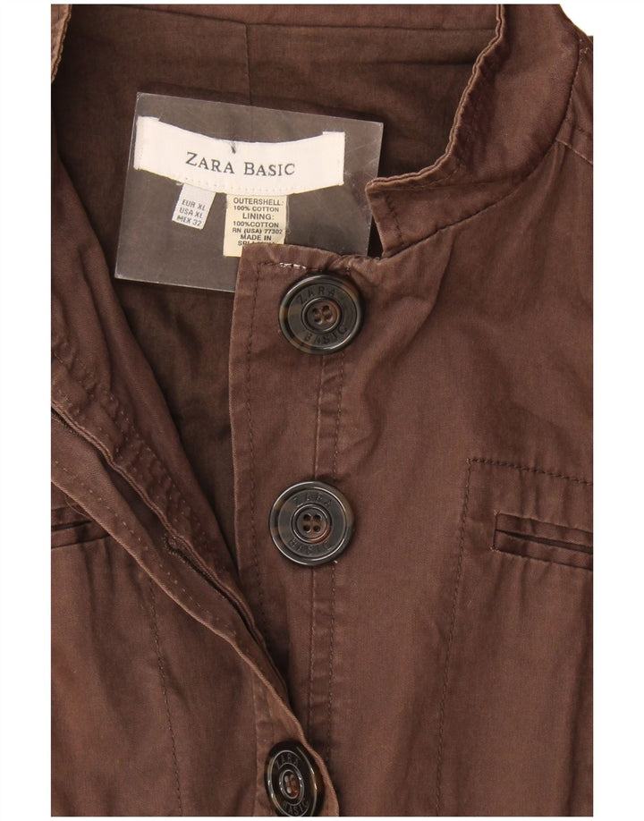 Jachetă militară Zara pentru femei UK 18 XL maro bumbac