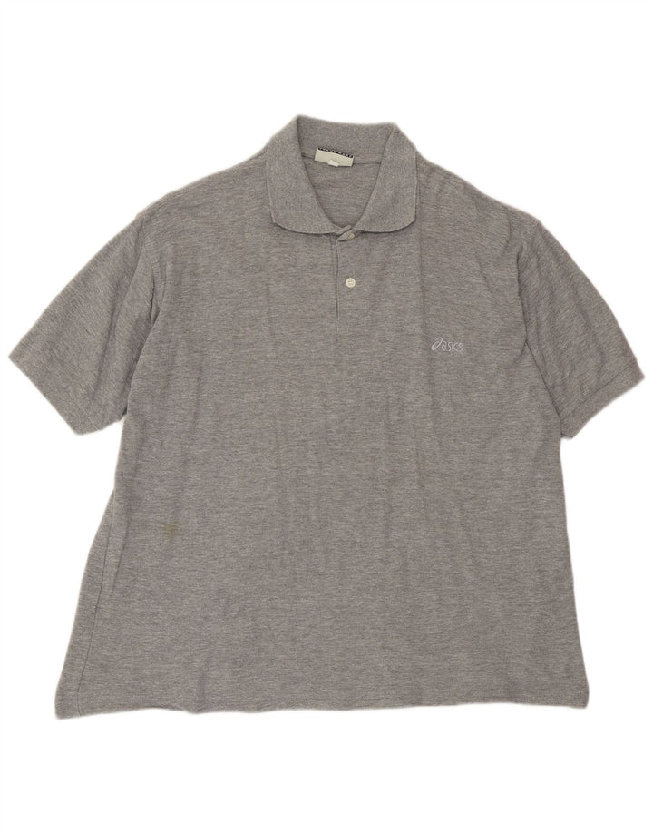 Tricou polo pentru bărbați ASICS, mare, gri bumbac cu pete