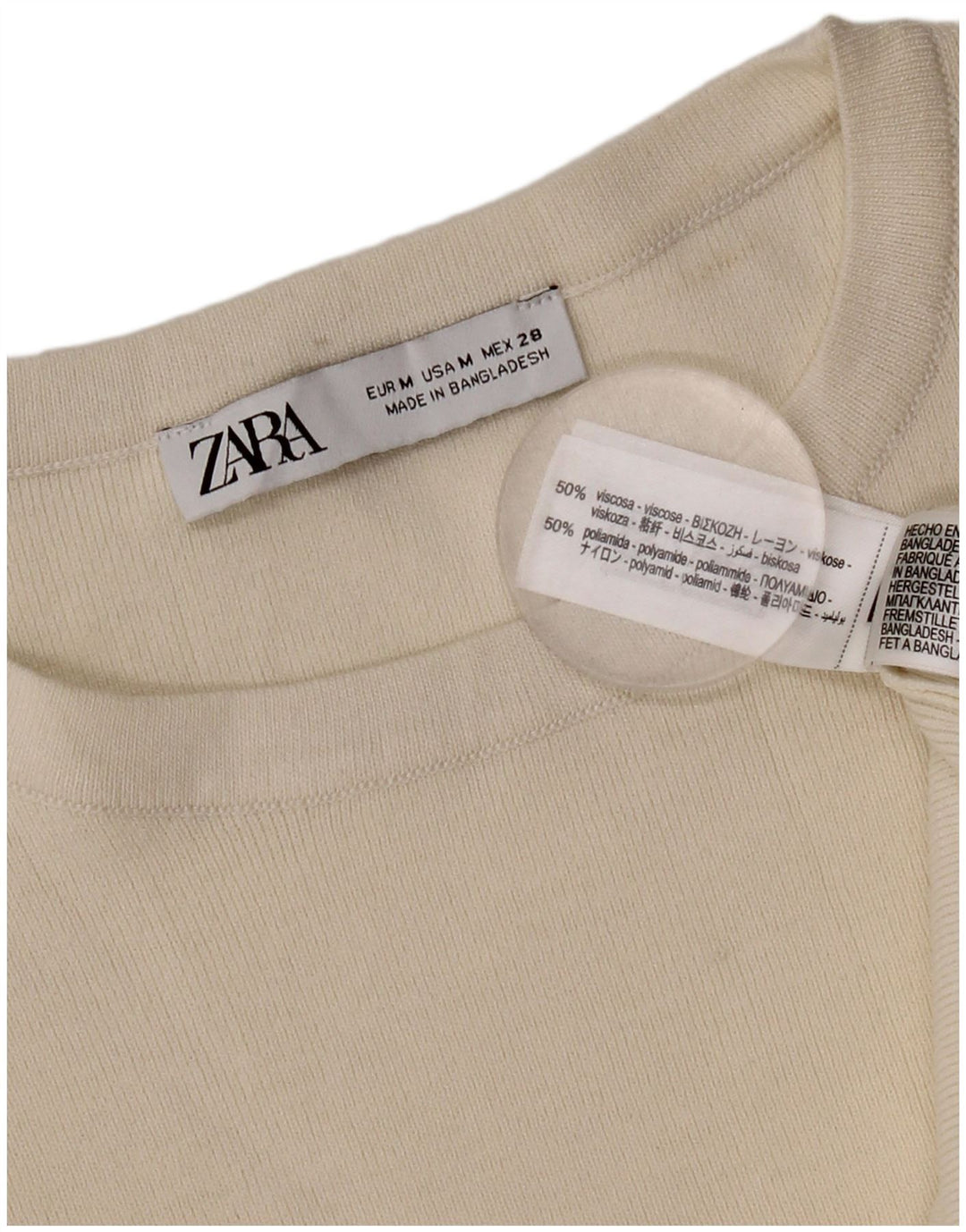 Tricou supradimensionat pentru femei Zara UK 14 Medium Off White Viscose