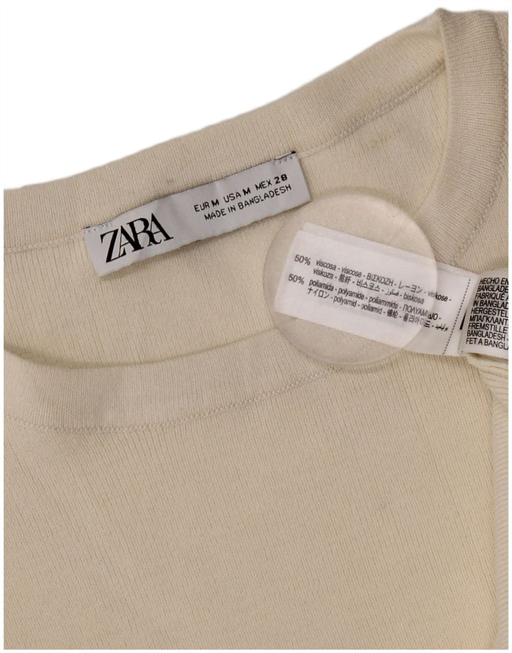 Tricou supradimensionat pentru femei Zara UK 14 Medium Off White Viscose
