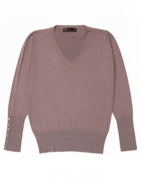 Pulover cu decolteu în V Zara pentru femei UK 14, mare, gri, raion