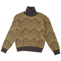 Pulover vintage pentru femei cu gât rulat, UK 14 Medium Yellow Chevron