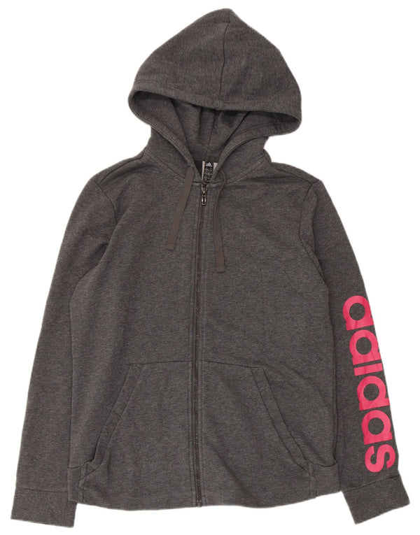 Pulover Adidas pentru femei Graphic Regular Fit, cu fermoar, UK 16, mare, gri