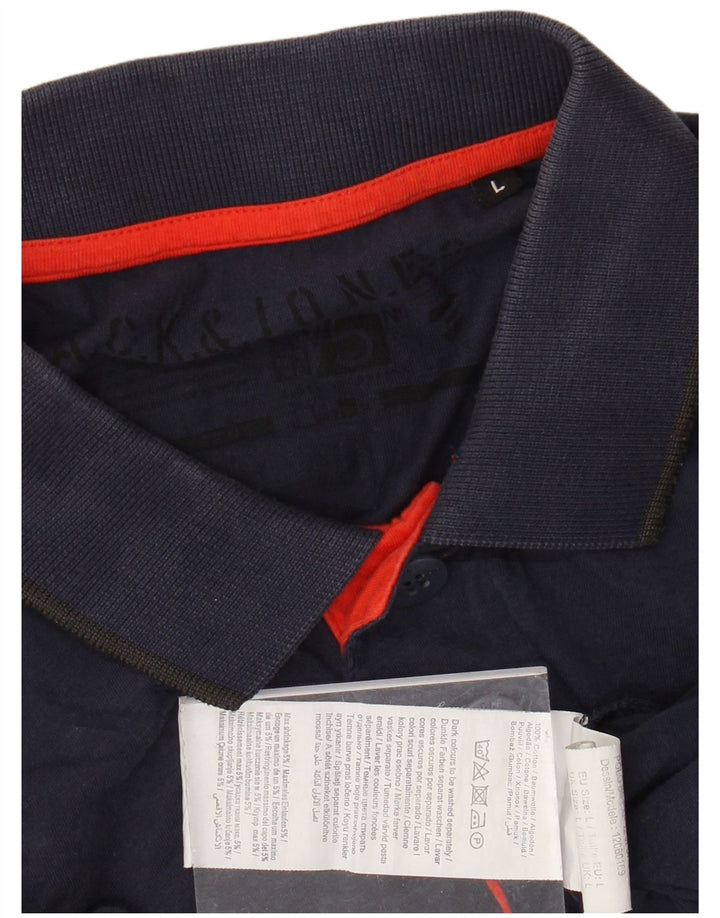 Cămașă polo pentru bărbați JACK & JONES, mare din bumbac bleumarin