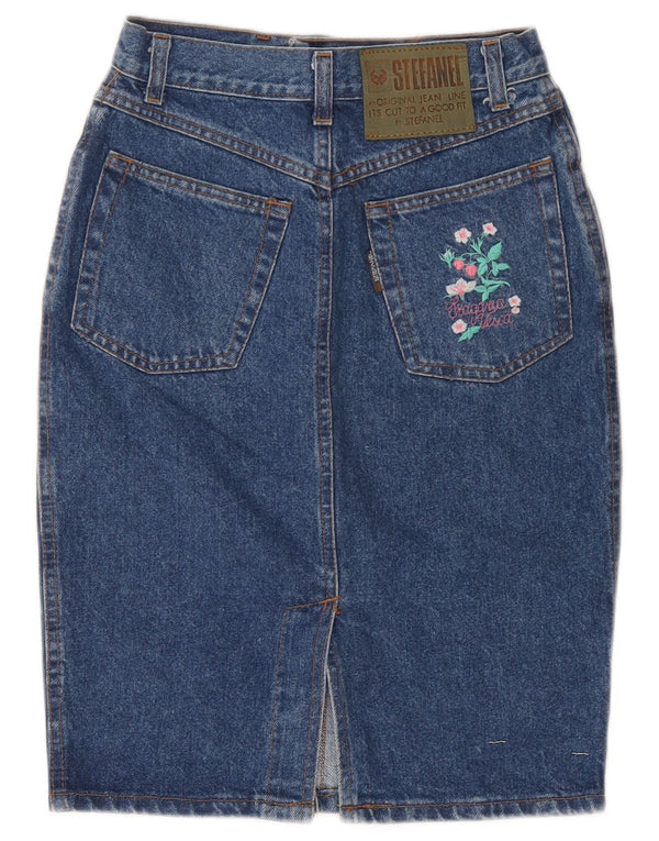 Fusta Dama Stefanel Denim IT 40 Small W26 Bumbac Floral Albastru