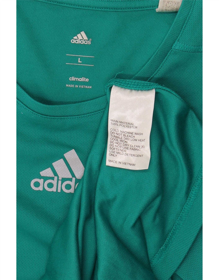 Tricou Adidas Climalite pentru bărbați Top mare din poliester turcoaz
