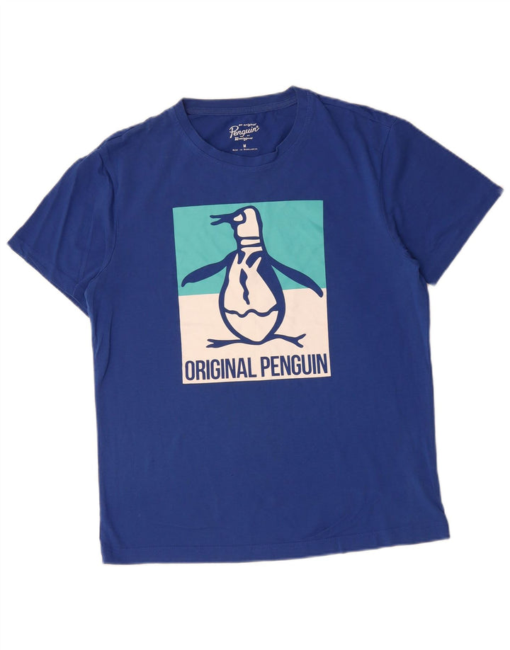 Tricou grafic pentru bărbați PENGUIN Top din bumbac albastru mediu