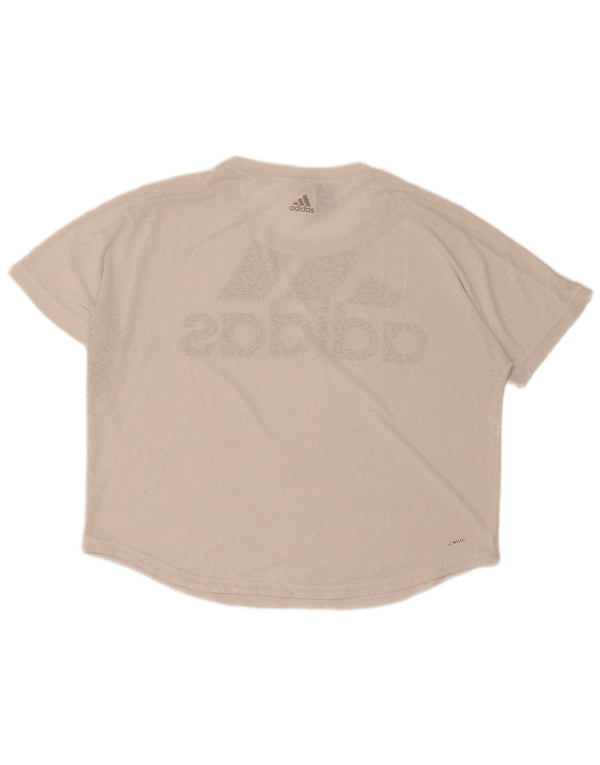 Tricou cu grafic supradimensionat pentru femei Adidas Climalite Top UK 12/14 Medium White