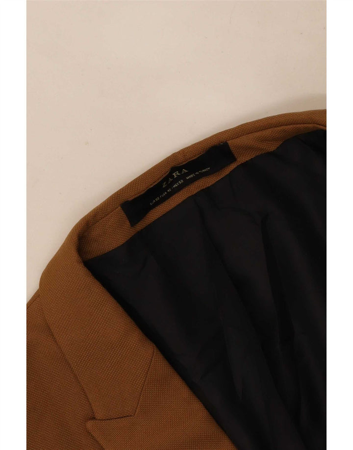 Blazer pentru bărbați Zara cu 1 nasture EU 52 Maro mare