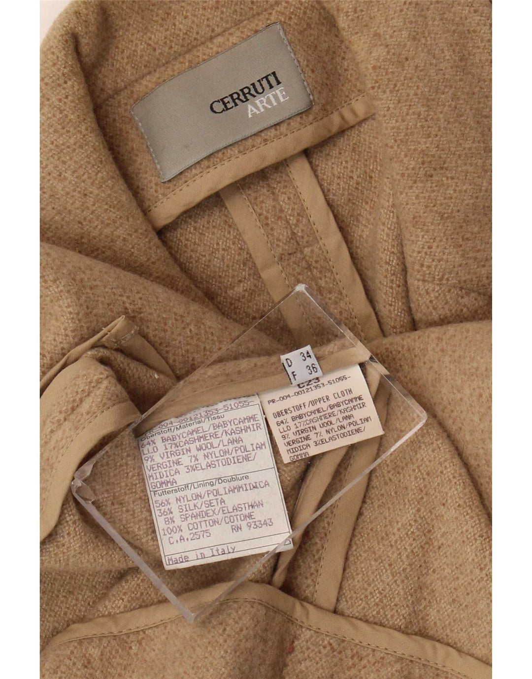 Jachetă Blazer Femei Cerruti 2 Nasturi EU 36 Mic Bej Păr Camel