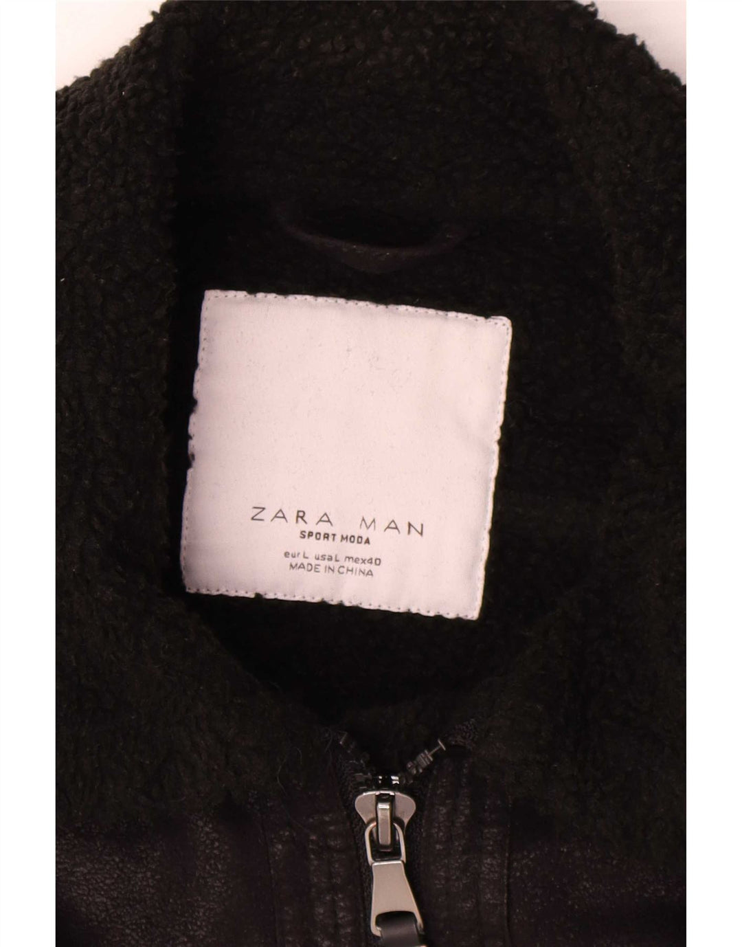 Jachetă Sherpa pentru bărbați Zara UK 40 Large Black
