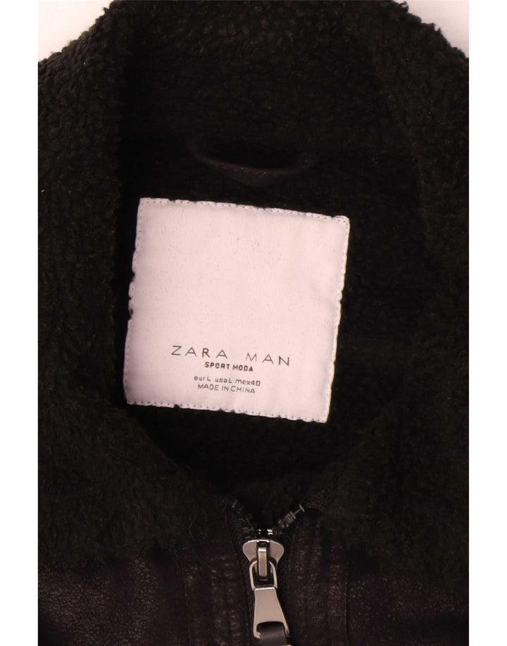 Jachetă Sherpa pentru bărbați Zara UK 40 Large Black