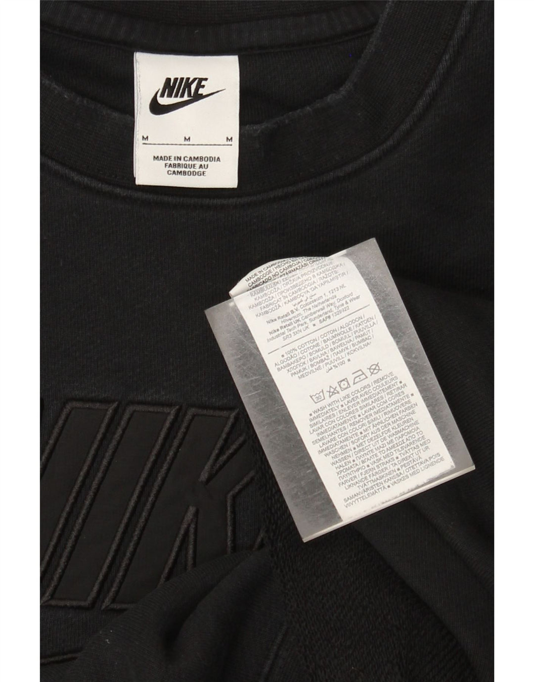 Hanorac grafic pentru bărbați Nike Pulover mediu din bumbac negru